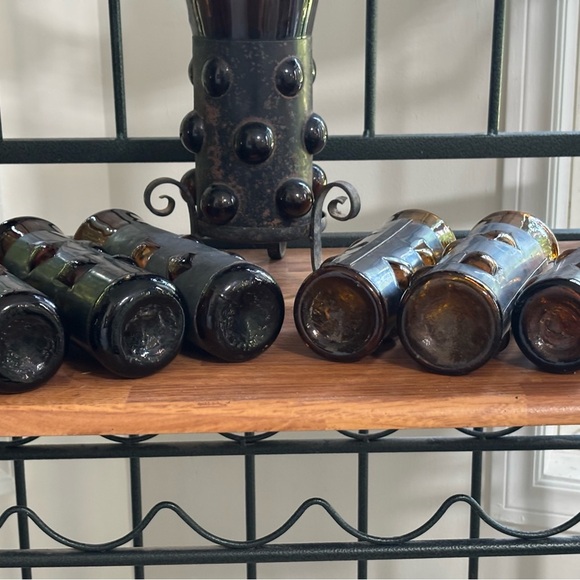 MCM Brutalist Felipe Derflinger Imprisoned 6 Amber Highball + Candle Holder - Picture 9 of 11